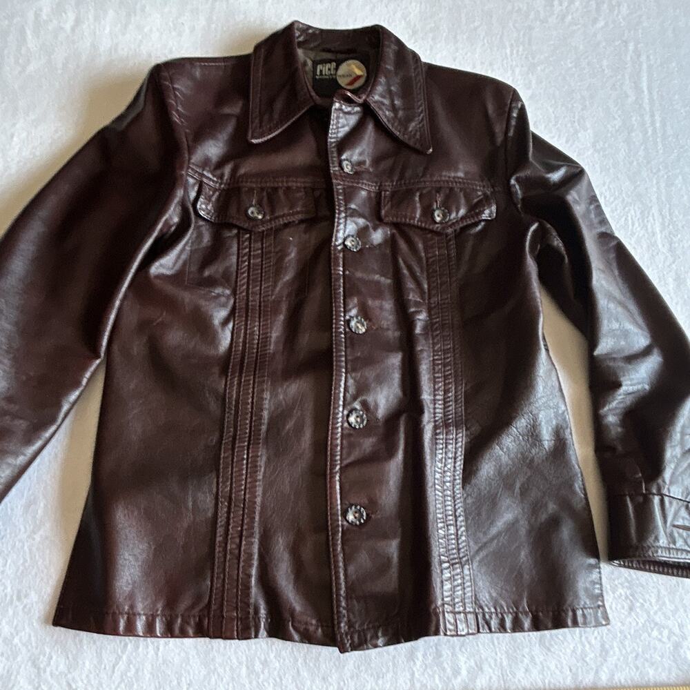 Vintage 70s Rice Sportswear Brown Leather Jacket Size S